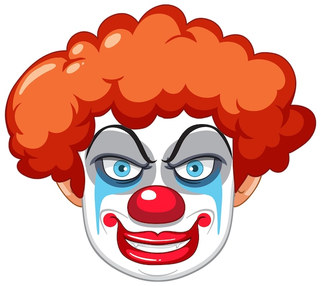 Faccia da clown raccapricciante su sfondo bianco