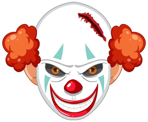 Creepy clown face on white background