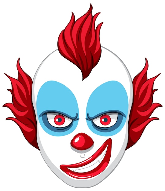 Free vector creepy clown face on white background