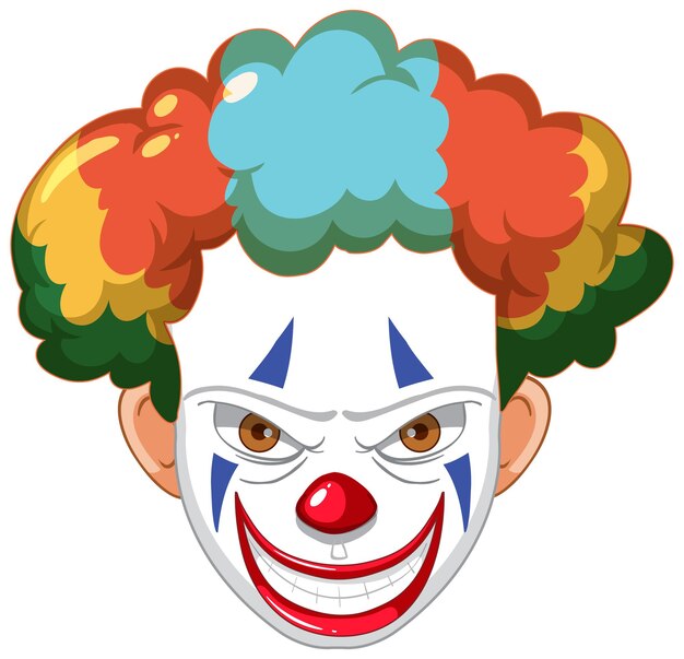 Creepy clown face on white background