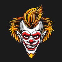 Free vector creepy clown head vector logo