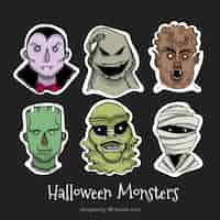 Free vector creepy collection with halloween monsters