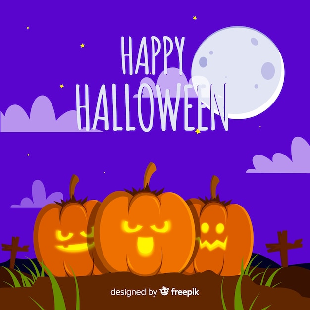 Creepy halloween background with flat design