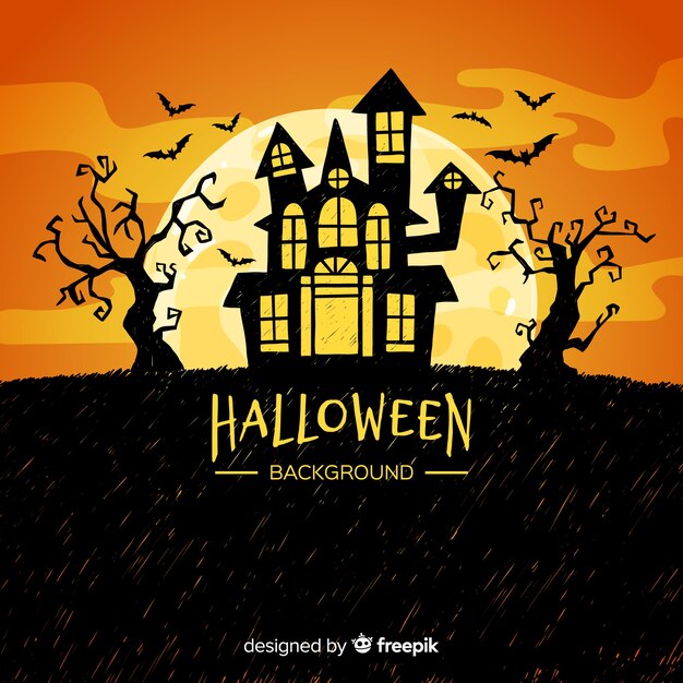 Creepy halloween background with flat design