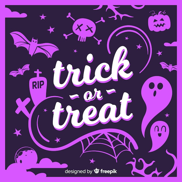 Creepy halloween background with flat design