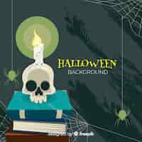 Free vector creepy halloween background with flat design