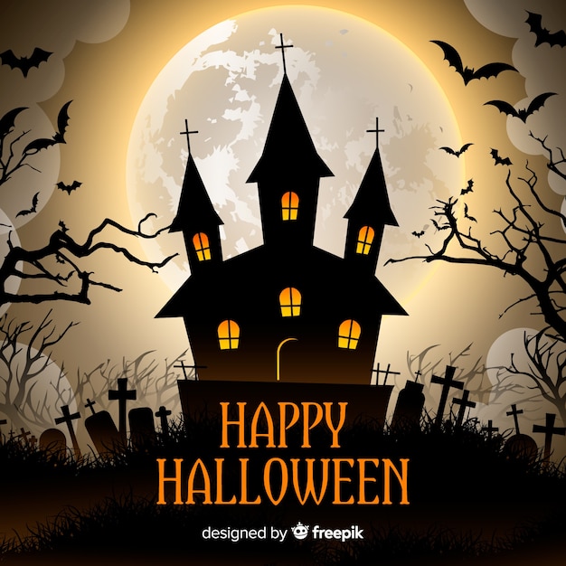 Free vector creepy halloween background with realistic design