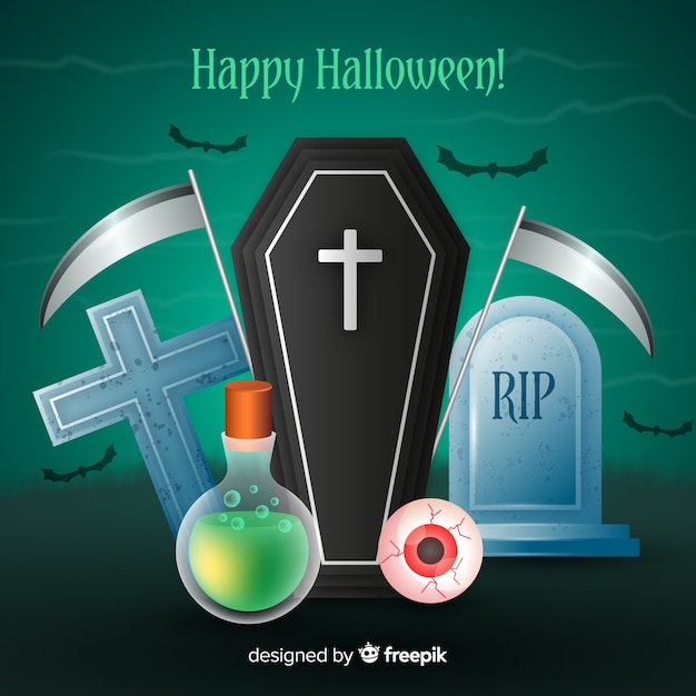 Creepy halloween background with realistic design