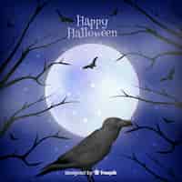 Free vector creepy halloween background with realistic design