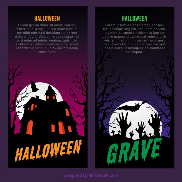 Creepy halloween banners