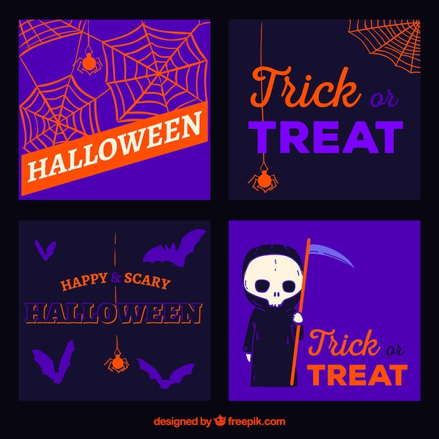 Free vector creepy halloween cards with original style