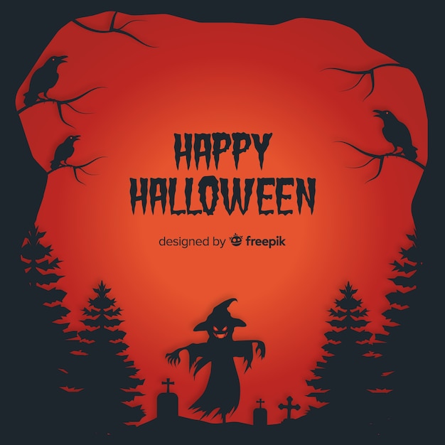 Free vector creepy halloween frame with flat design