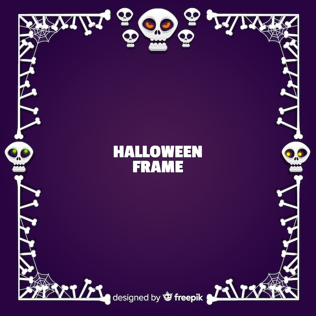 Creepy halloween frame with flat design