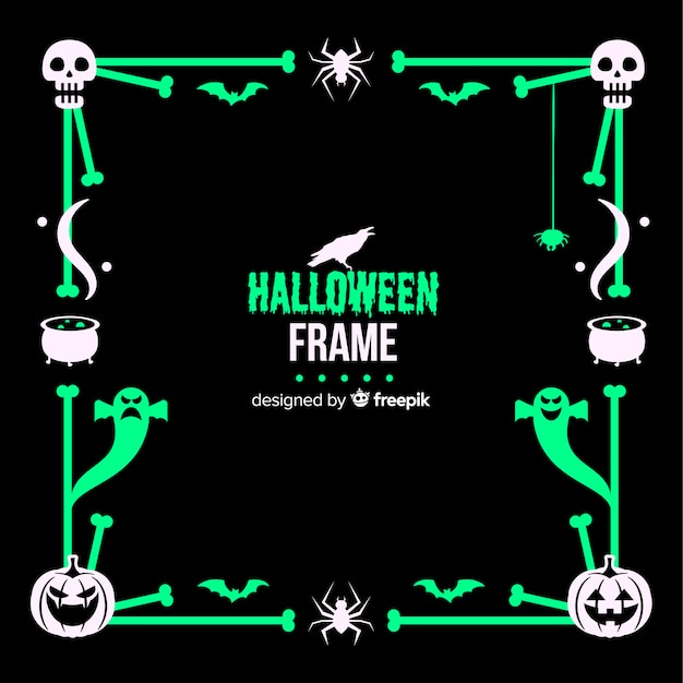 Free vector creepy halloween frame with flat design