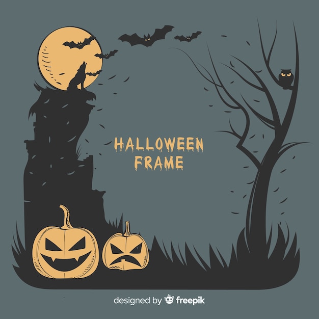 Creepy halloween frame with vintage style