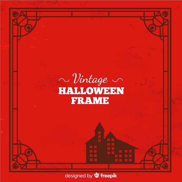 Free vector creepy halloween frame with vintage style