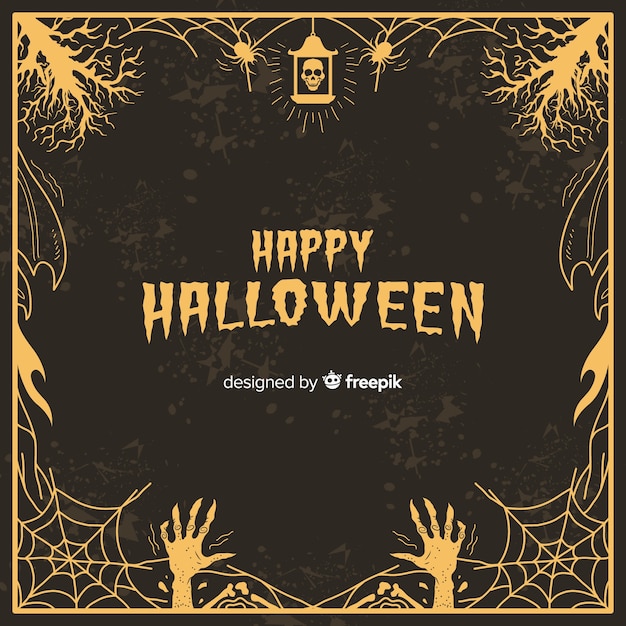 Cornice di halloween raccapricciante con stile vintage