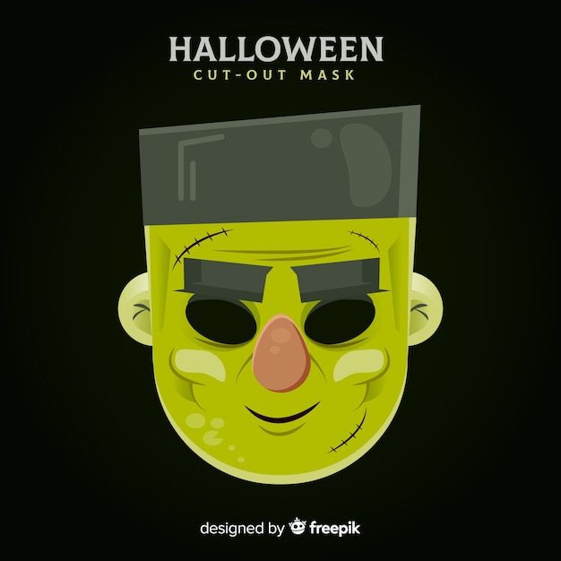 Creepy halloween mask with flat design