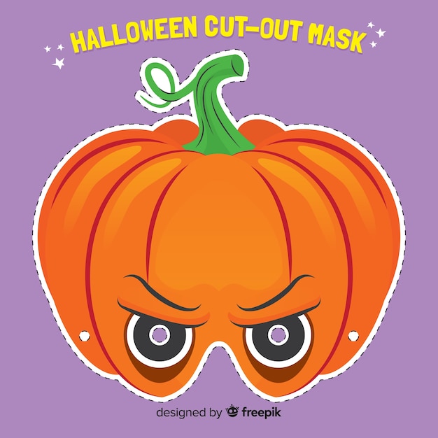 Free vector creepy halloween mask with flat design