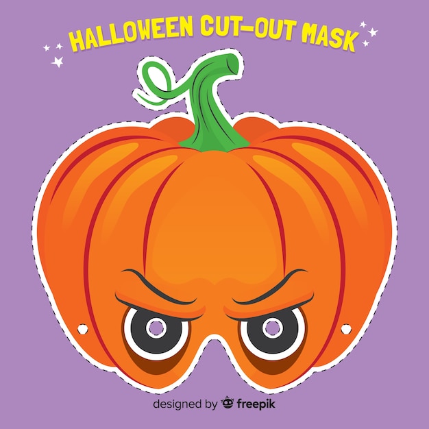 Creepy halloween mask with flat design