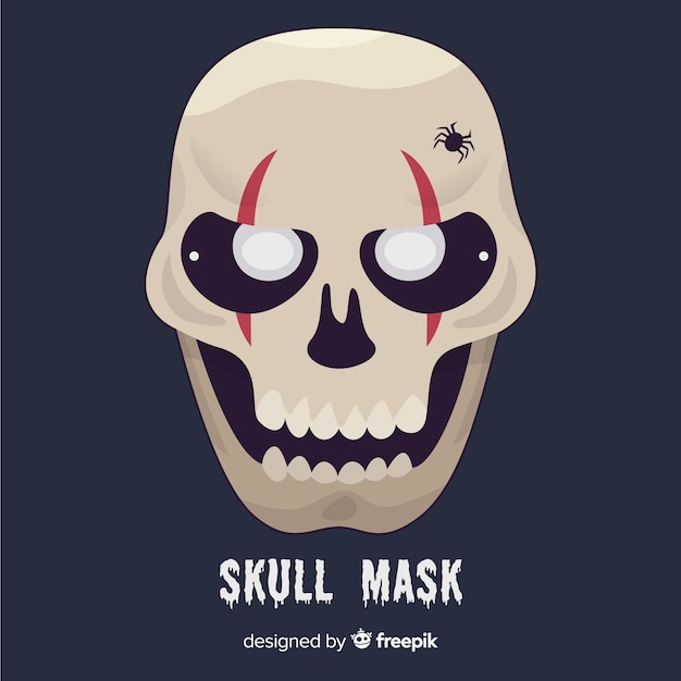 Бесплатное векторное изображение Жуткая маска хэллоуина с плоским дизайном