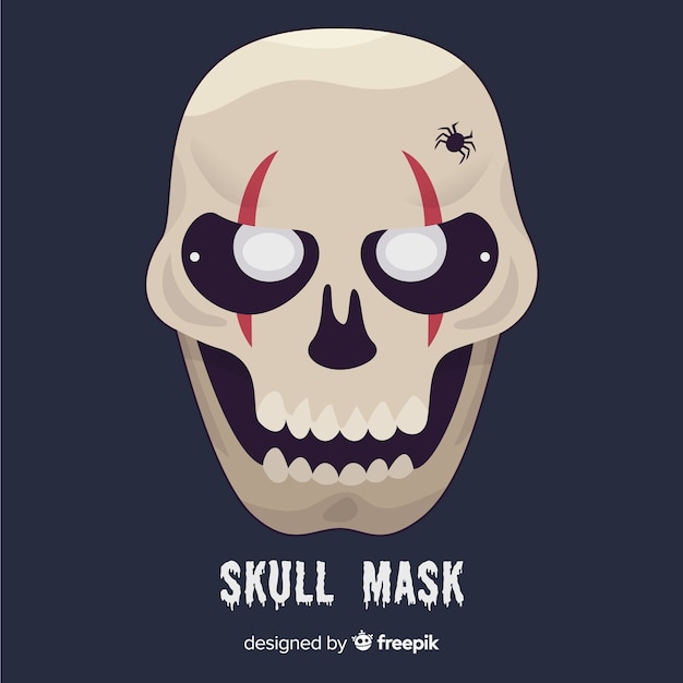 Free vector creepy halloween mask with flat design