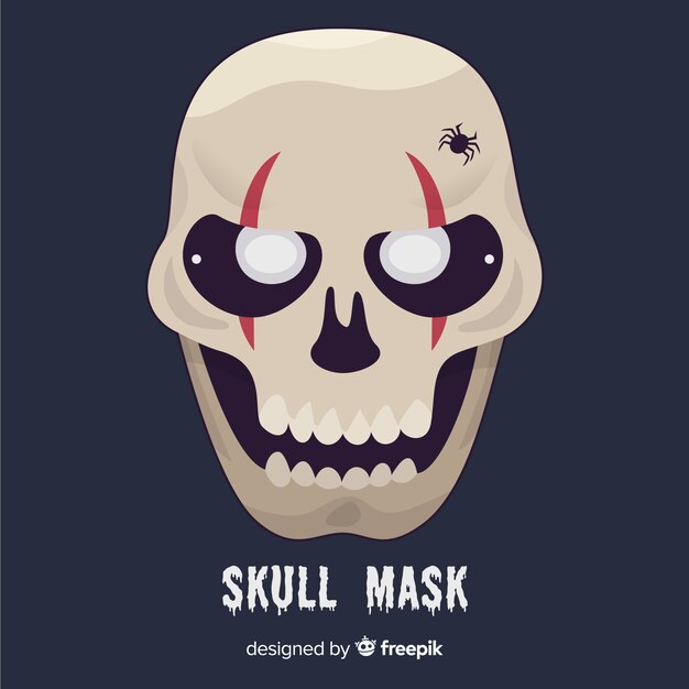 Creepy halloween mask with flat design