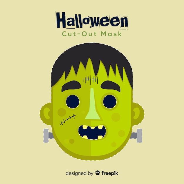 Creepy halloween mask with flat design