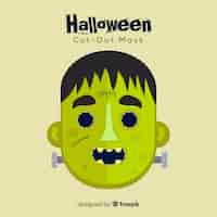 Free vector creepy halloween mask with flat design