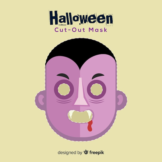 Free vector creepy halloween mask with flat design