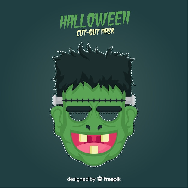 Free vector creepy halloween mask with flat design