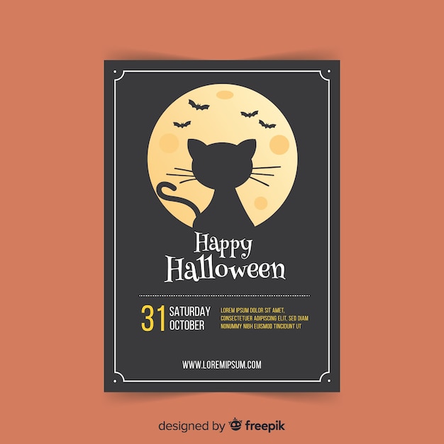 Creepy poster di halloween party con design piatto