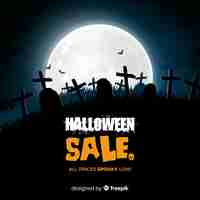 Free vector creepy halloween sale composition with realistic design