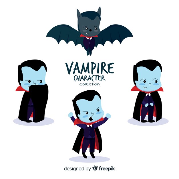 Creepy halloween vampire character collection