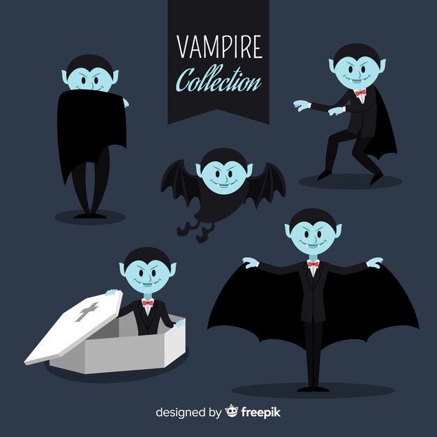 Creepy halloween vampire character collection