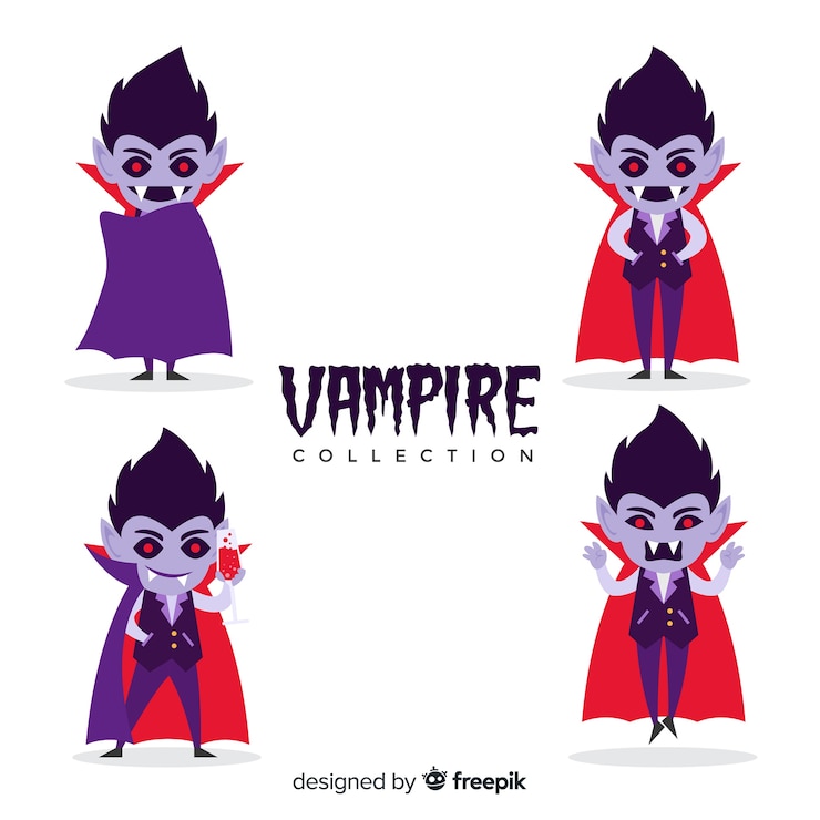 無料Vector 不気味なハロウィーンの吸血鬼のキャラクターコレクション