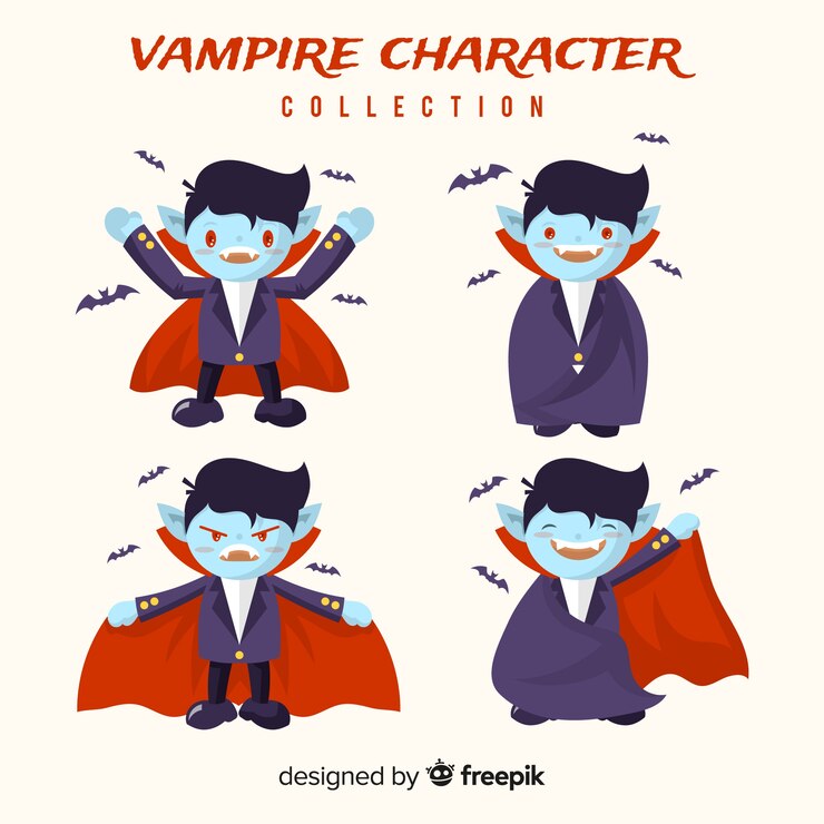 Free Vector creepy halloween vampire character collection