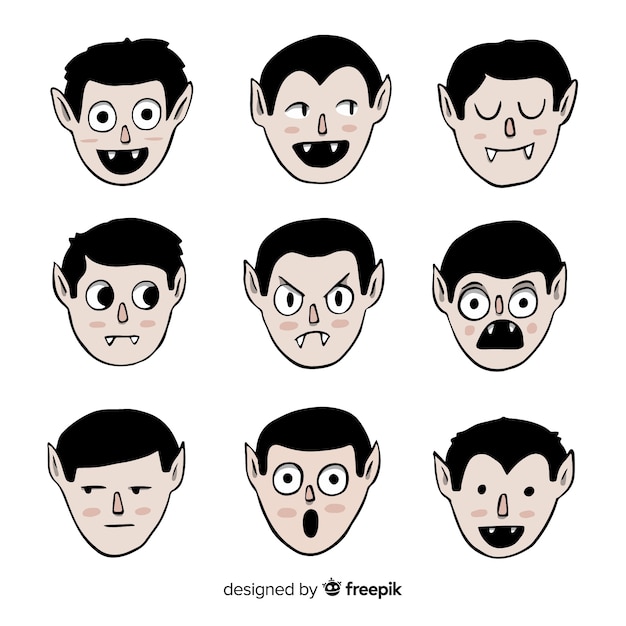 Бесплатное векторное изображение Жуткая коллекция персонажей вампиров