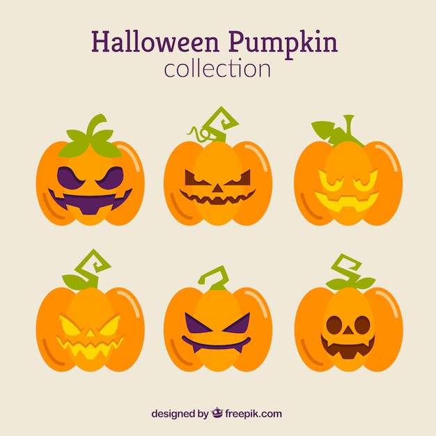 Free vector creepy pack of halloween pumpkins