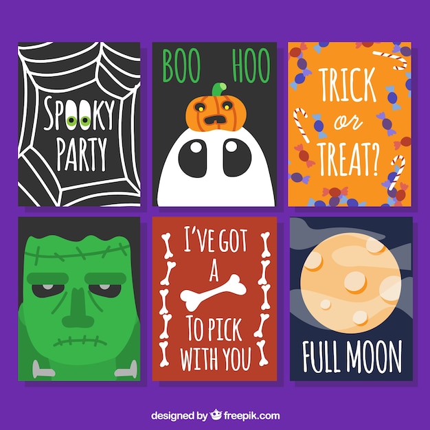 Creepy set of halloween cards