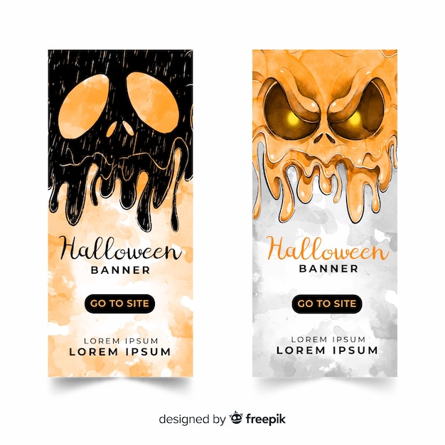 Creepy watercolor halloween banners