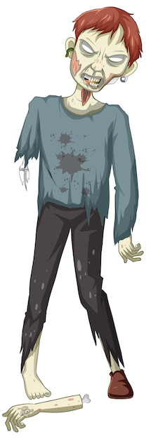 Free vector creepy zombie character on white background