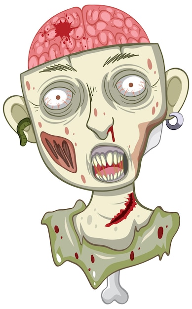 Free vector creepy zombie face on white background