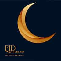 Free vector crescent golden 3d moon for eid mubarak
