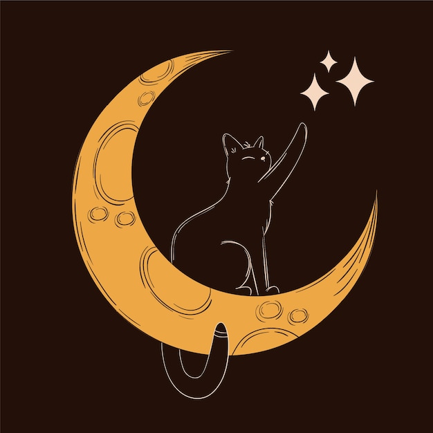 Crescent moon drawing illustration