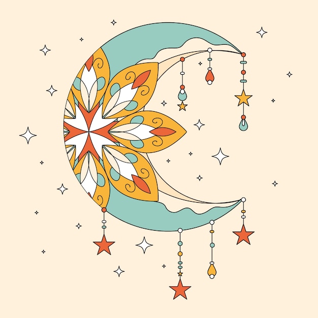 Free Vector crescent moon drawing illustration