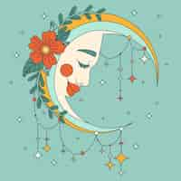 Free vector crescent moon drawing illustration