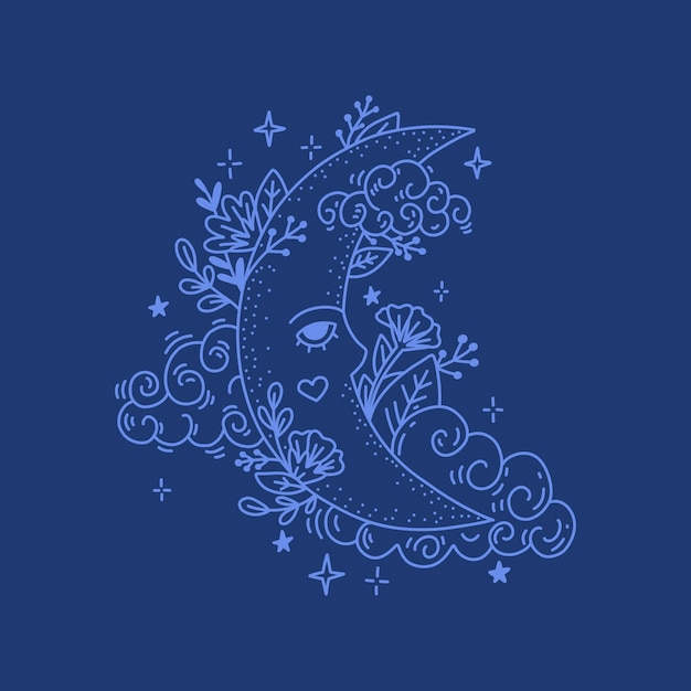 Free Vector crescent moon drawing illustration