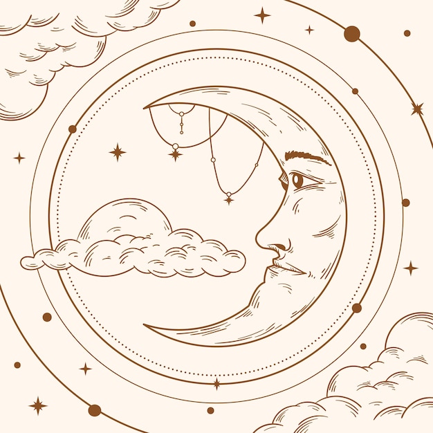 Free Vector crescent moon drawing illustration
