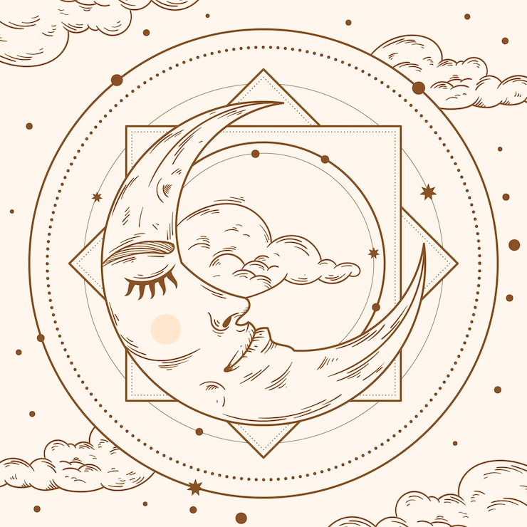 Free Vector crescent moon drawing illustration